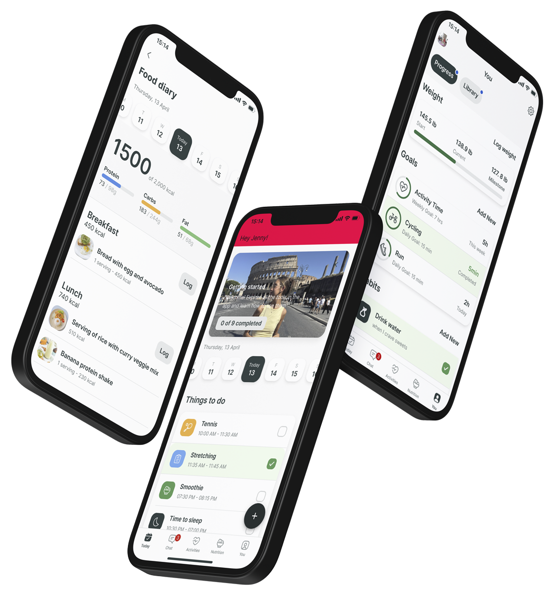A mockup of the coaching app showcasing the features.